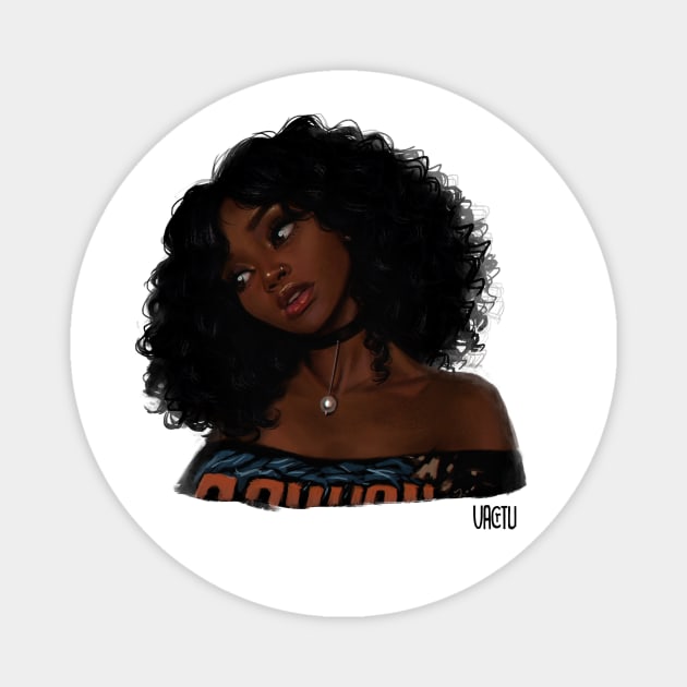 Dark Skin Girl Magnet by VactuART